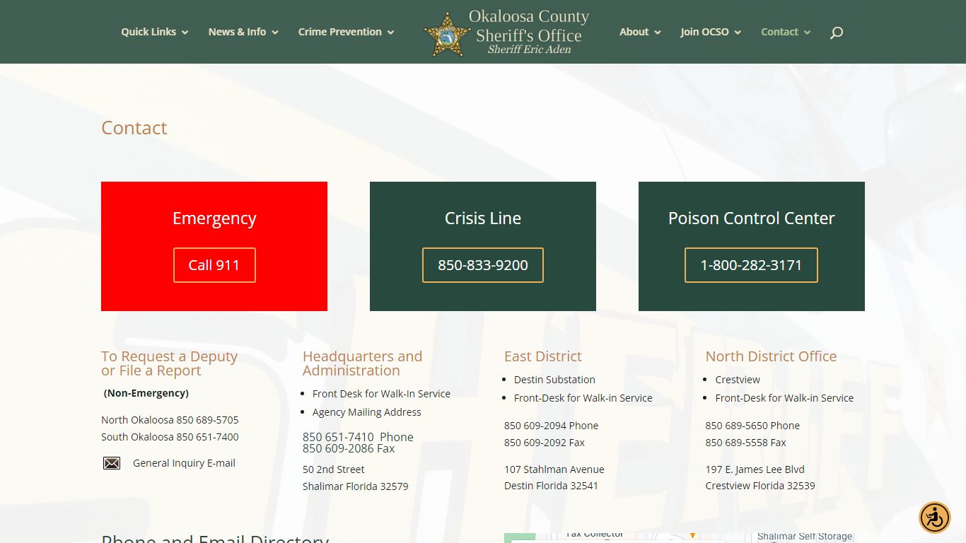 Contact | Okaloosa County Sheriff's Office